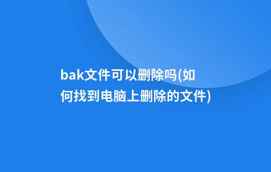 bak文件可以删除吗(如何找到电脑上删除的文件)