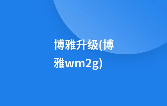 博雅升级(博雅wm2g)