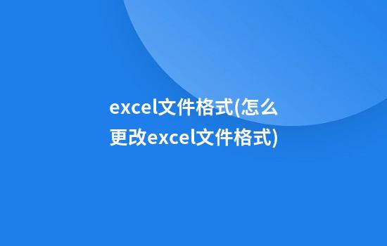 excel文件格式(怎么更改excel文件格式)