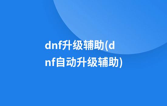 dnf升级辅助(dnf自动升级辅助)