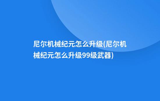 尼尔机械纪元怎么升级(尼尔机械纪元怎么升级99级武器)