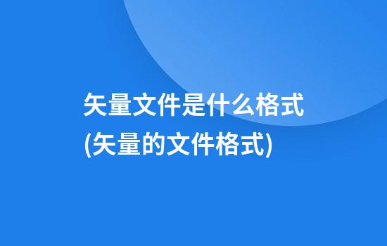 矢量文件是什么格式(矢量的文件格式)