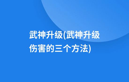 武神升级(武神升级伤害的三个方法)