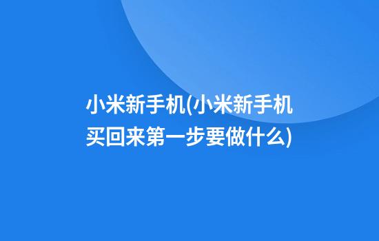 小米新手机(小米新手机买回来第一步要做什么)