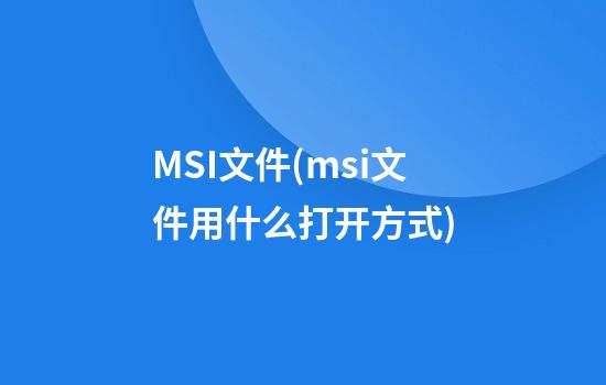 MSI文件(msi文件用什么打开方式)