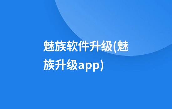 魅族软件升级(魅族升级app)