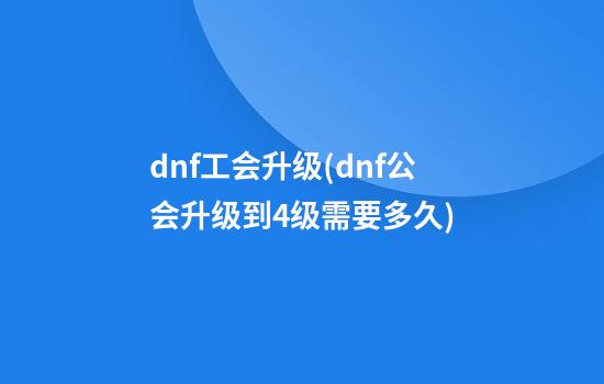 dnf工会升级(dnf公会升级到4级需要多久)