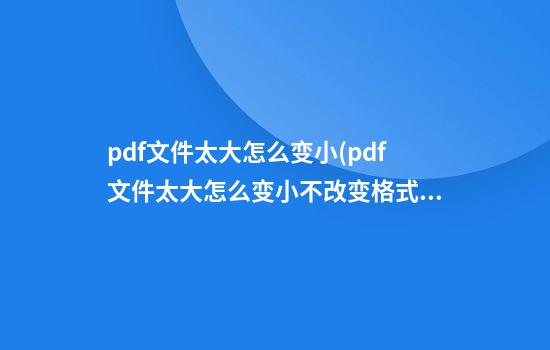 pdf文件太大怎么变小(pdf文件太大怎么变小不改变格式)