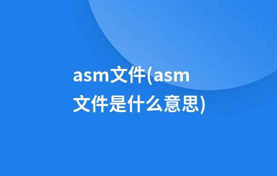 asm文件(asm文件是什么意思)