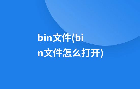 bin文件(bin文件怎么打开)