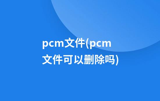 pcm文件(pcm文件可以删除吗)