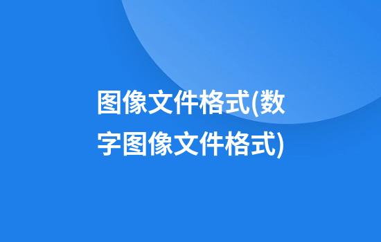 图像文件格式(数字图像文件格式)