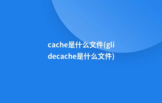 cache是什么文件(glidecache是什么文件)