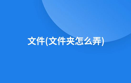 文件(文件夹怎么弄)