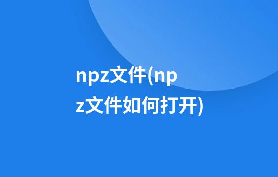 npz文件(npz文件如何打开)