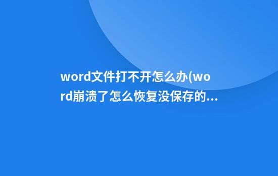 word文件打不开怎么办(word崩溃了怎么恢复没保存的文件)