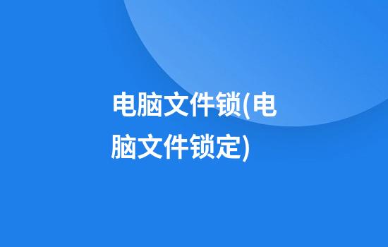 电脑文件锁(电脑文件锁定)