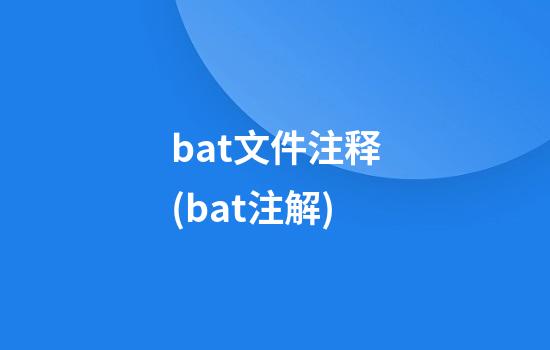 bat文件注释(bat注解)