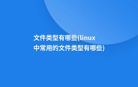 文件类型有哪些(linux中常用的文件类型有哪些)