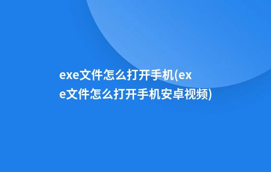 exe文件怎么打开手机(exe文件怎么打开手机安卓视频)