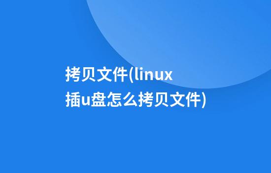 拷贝文件(linux插u盘怎么拷贝文件)