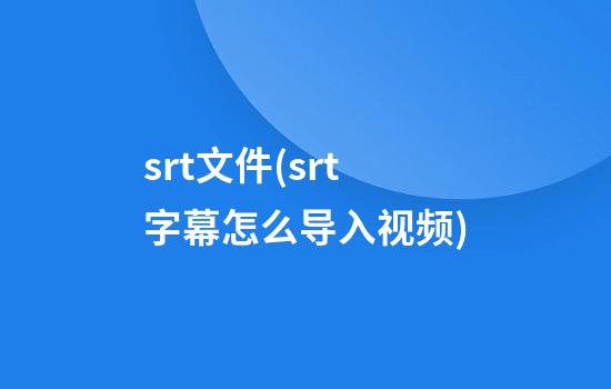 srt文件(srt字幕怎么导入视频)