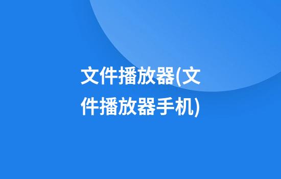 文件播放器(文件播放器手机)