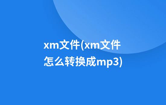 xm文件(xm文件怎么转换成mp3)