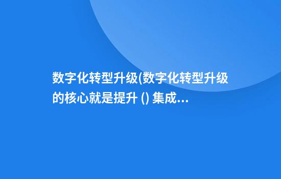 数字化转型升级(数字化转型升级的核心就是提升 () 集成技术水平)