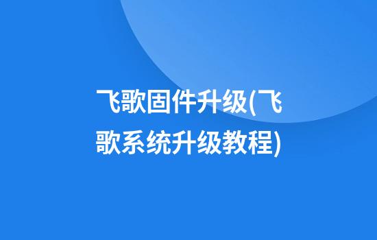 飞歌固件升级(飞歌系统升级教程)