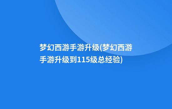 梦幻西游手游升级(梦幻西游手游升级到115级总经验)