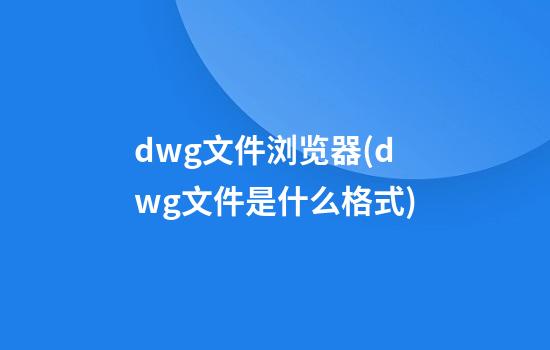 dwg文件浏览器(dwg文件是什么格式)