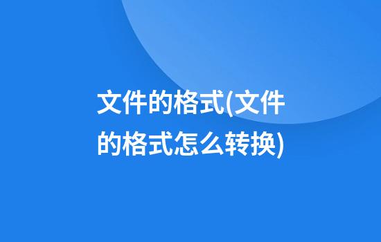 文件的格式(文件的格式怎么转换)