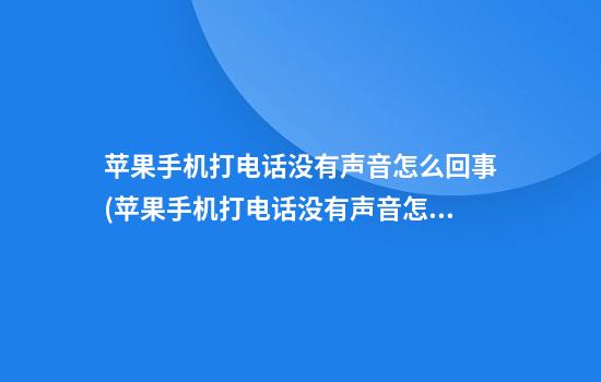 苹果手机打电话没有声音怎么回事(苹果手机打电话没有声音怎么回事打微信电话有)