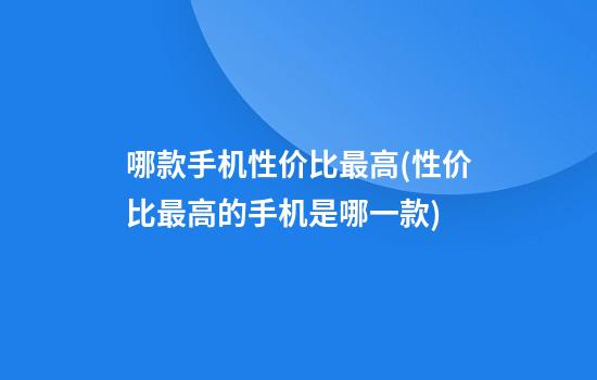 哪款手机性价比最高(性价比最高的手机是哪一款)