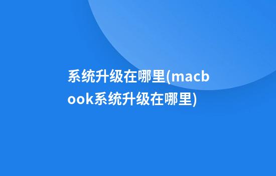 系统升级在哪里(macbook系统升级在哪里)