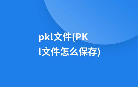 pkl文件(PKl文件怎么保存)