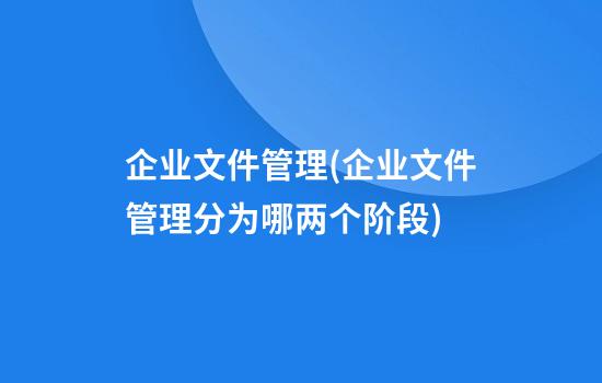 企业文件管理(企业文件管理分为哪两个阶段)