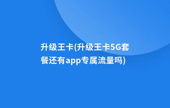 升级王卡(升级王卡5G套餐还有app专属流量吗)