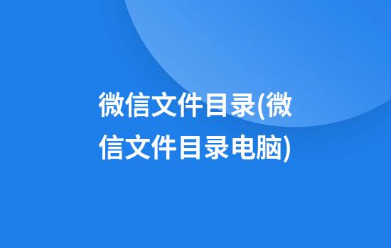 微信文件目录(微信文件目录电脑)