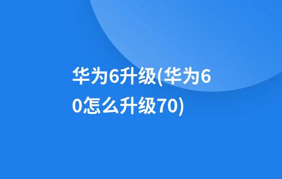 华为6升级(华为6.0怎么升级7.0)