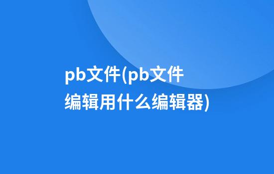 pb文件(pb文件编辑用什么编辑器)