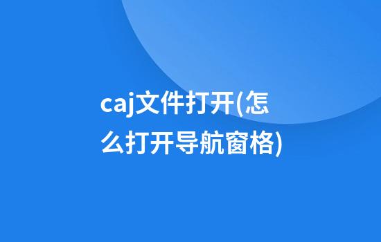 caj文件打开(怎么打开导航窗格)