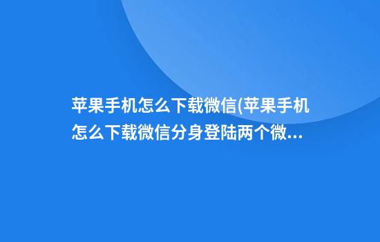 苹果手机怎么下载微信(苹果手机怎么下载微信分身登陆两个微信)