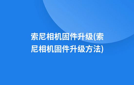 索尼相机固件升级(索尼相机固件升级方法)