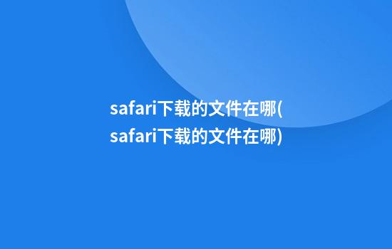 safari下载的文件在哪(safari下载的文件在哪)