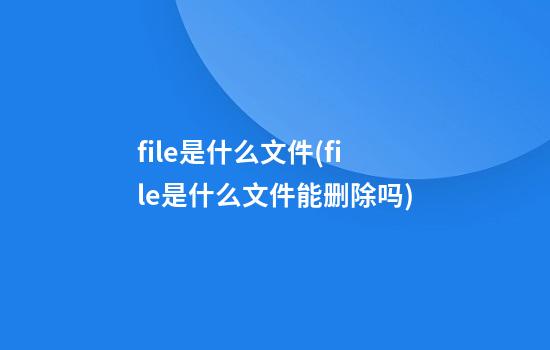 file是什么文件(file是什么文件能删除吗)