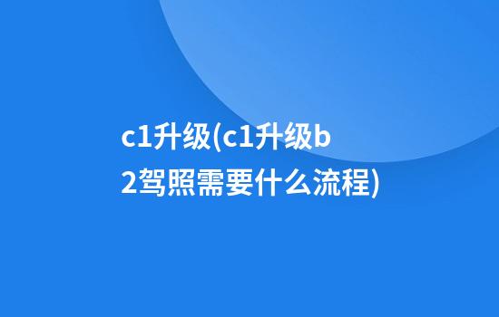 c1升级(c1升级b2驾照需要什么流程)