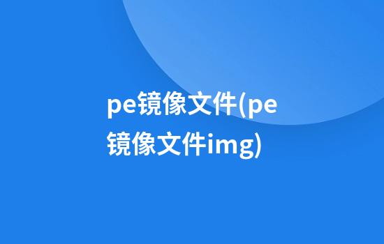 pe镜像文件(pe镜像文件img)