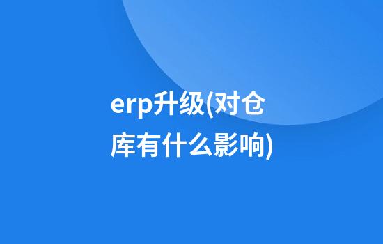 erp升级(对仓库有什么影响)